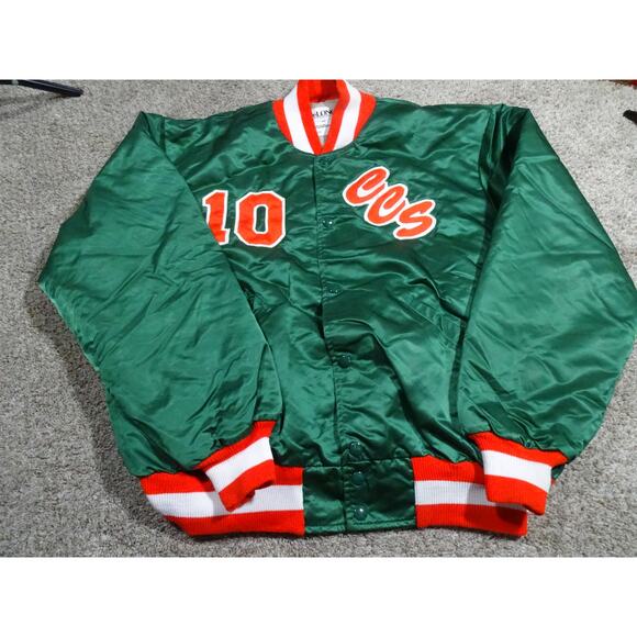 Vtg Unique Delong Green Orange Satin Bomber Jacket XL Made in USA Workwear - Picture 4 of 8